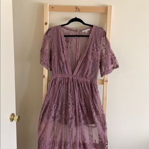 Long Deep V Neck Lace Romper